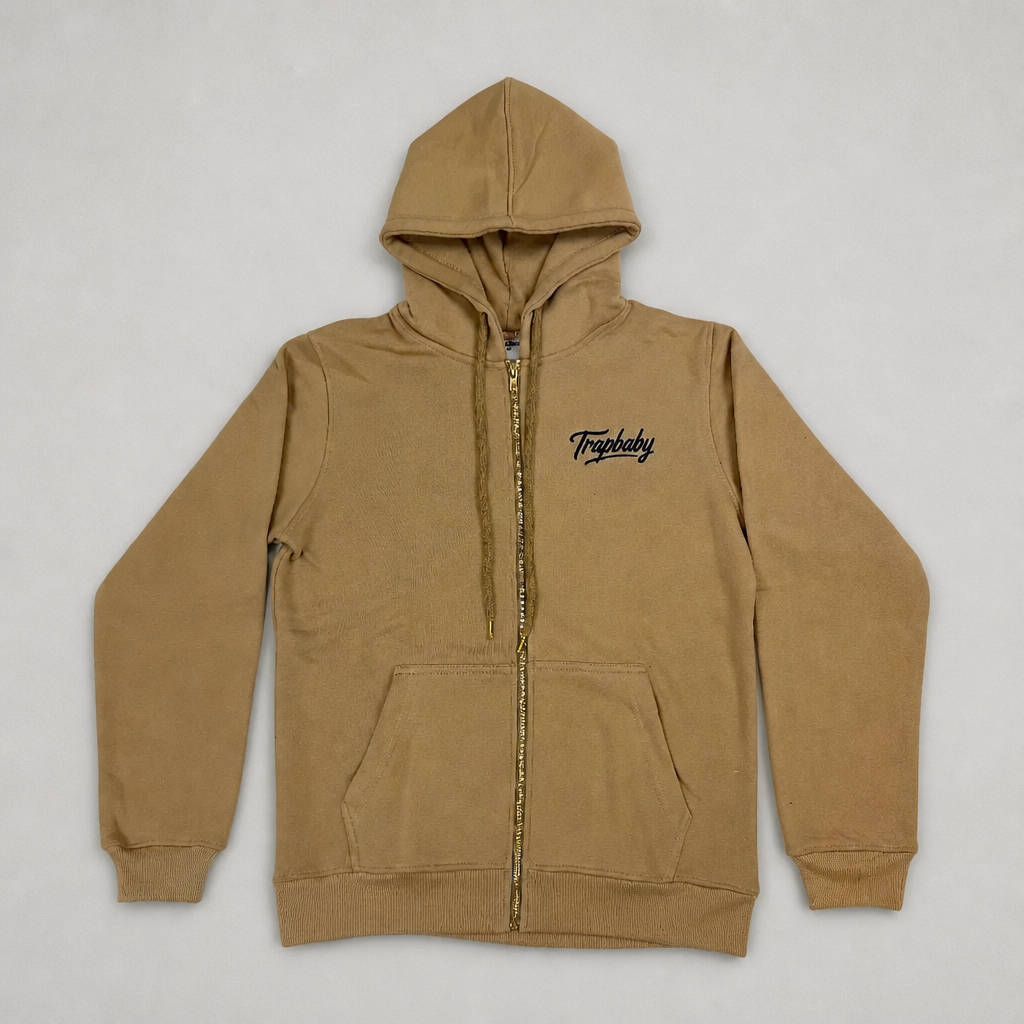 Basic Zipper Trackie Set Beige