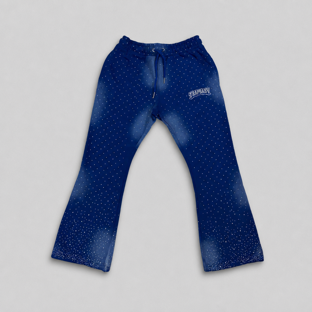 Rhinestone Tracksuit Set Blue